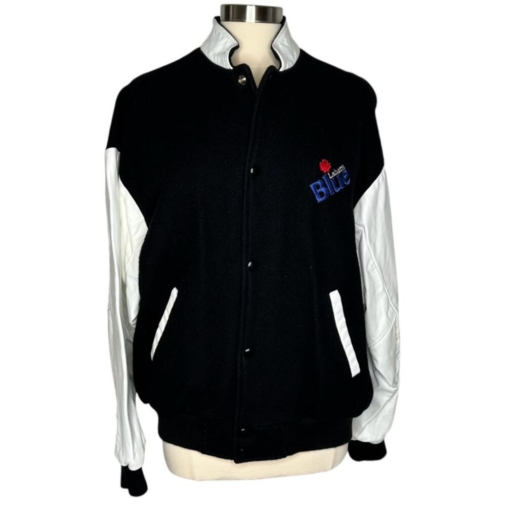 Labatt's Blue Colin James Vintage Cactus Jack Leather Wool Tour Bomber Jacket - Picture 2 of 14